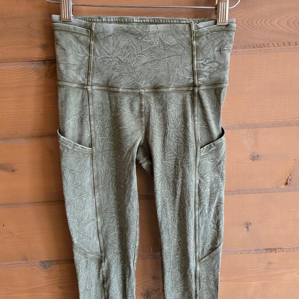 Lululemon Fast and Free High Rise Tight Legging 2 Ice Dye Wash Moss 25" Green - Picture 4 of 7